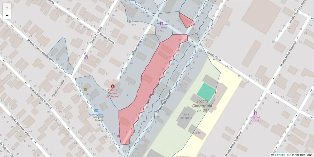 Hartă a codului poștal  și a codurilor poștale învecinate