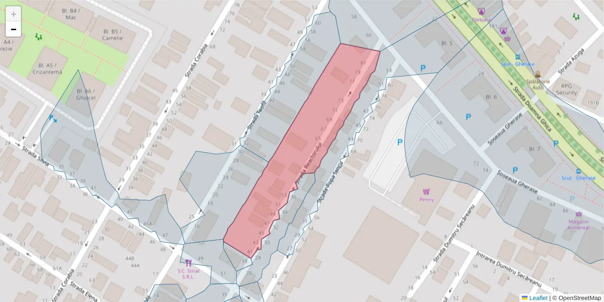 Hartă a codului poștal  și a codurilor poștale învecinate