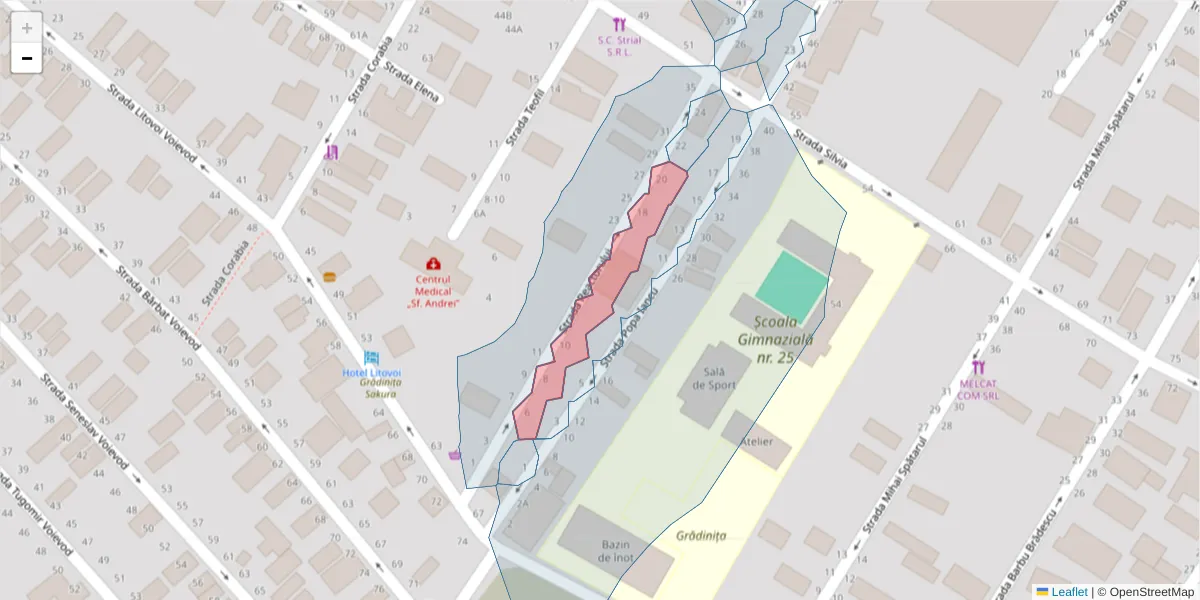 Hartă a codului poștal  și a codurilor poștale învecinate