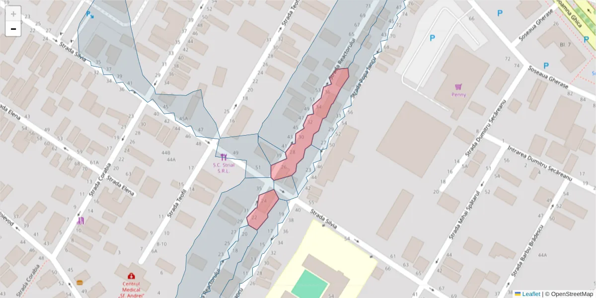 Hartă a codului poștal  și a codurilor poștale învecinate