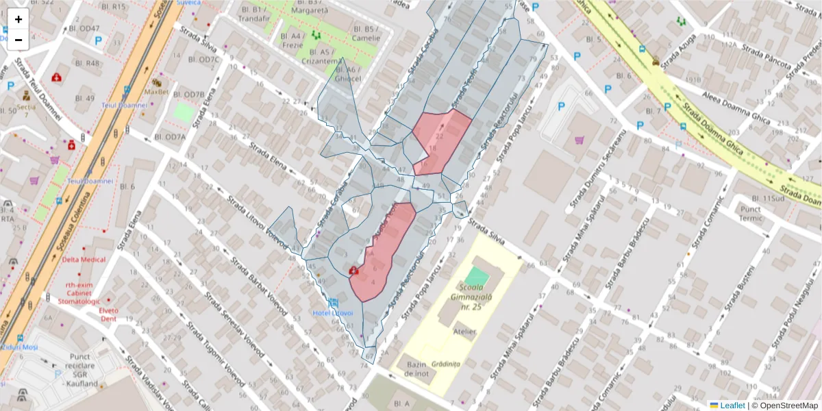 Hartă a codului poștal  și a codurilor poștale învecinate