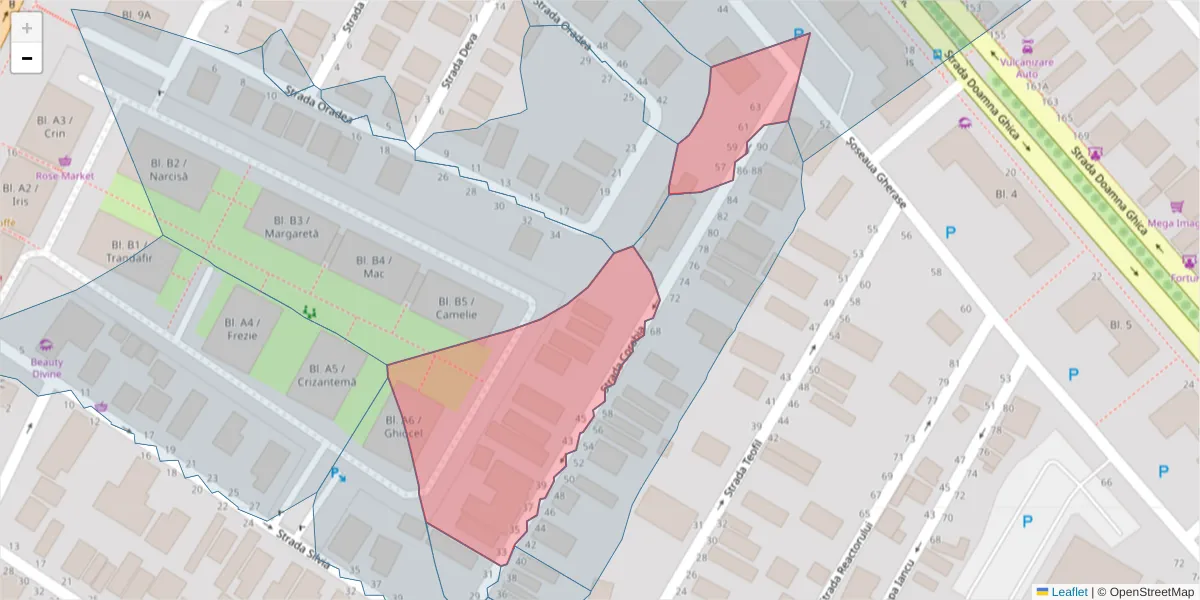 Hartă a codului poștal  și a codurilor poștale învecinate