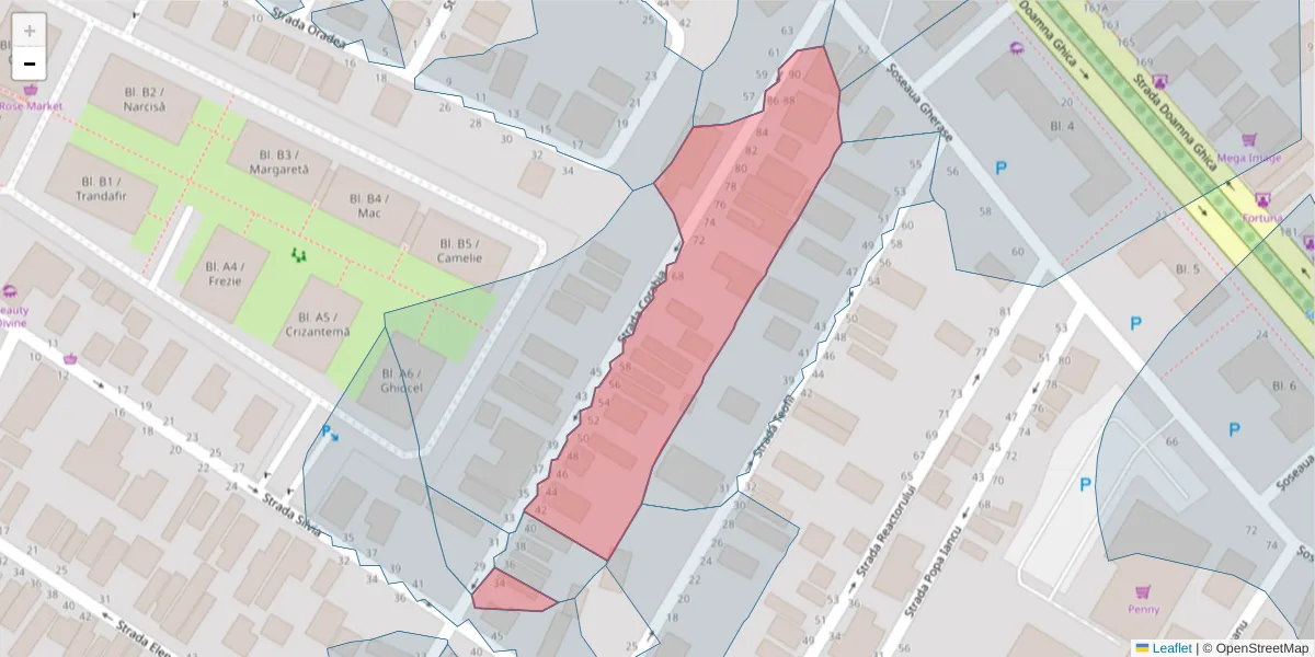 Hartă a codului poștal  și a codurilor poștale învecinate