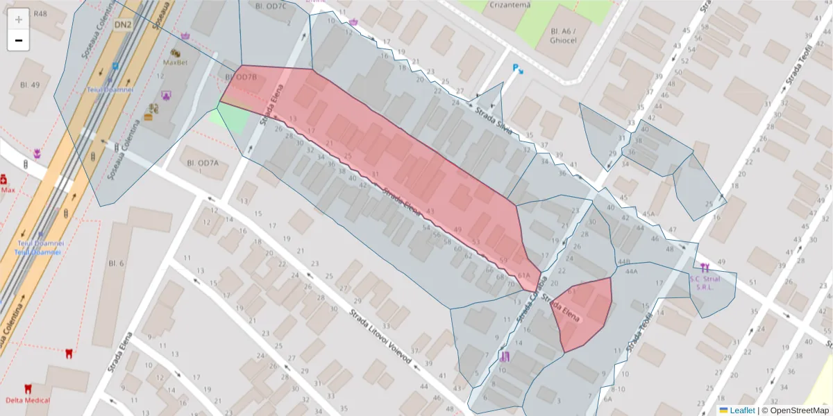 Hartă a codului poștal  și a codurilor poștale învecinate