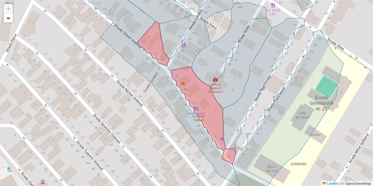 Hartă a codului poștal  și a codurilor poștale învecinate