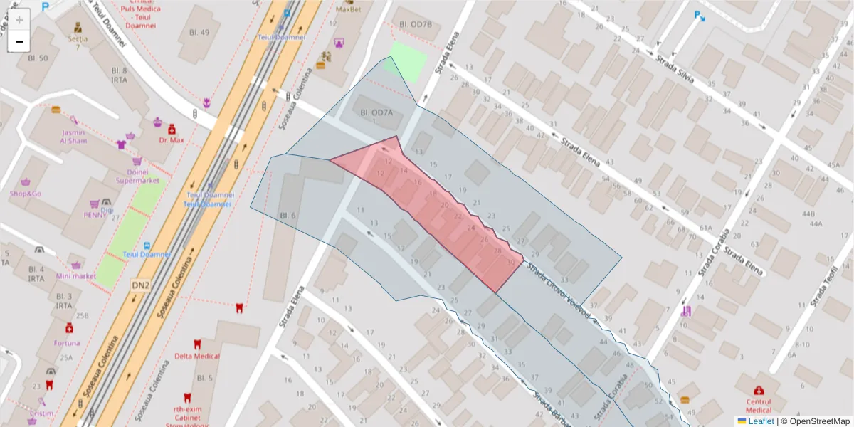 Hartă a codului poștal  și a codurilor poștale învecinate