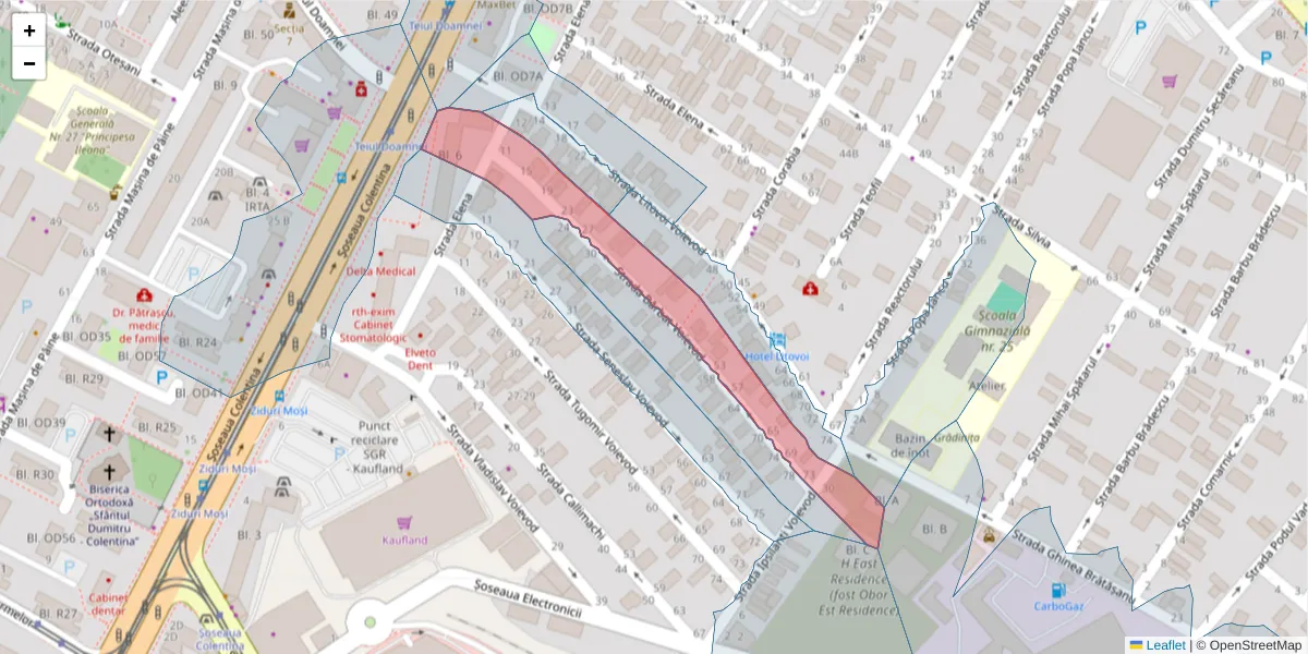 Hartă a codului poștal  și a codurilor poștale învecinate