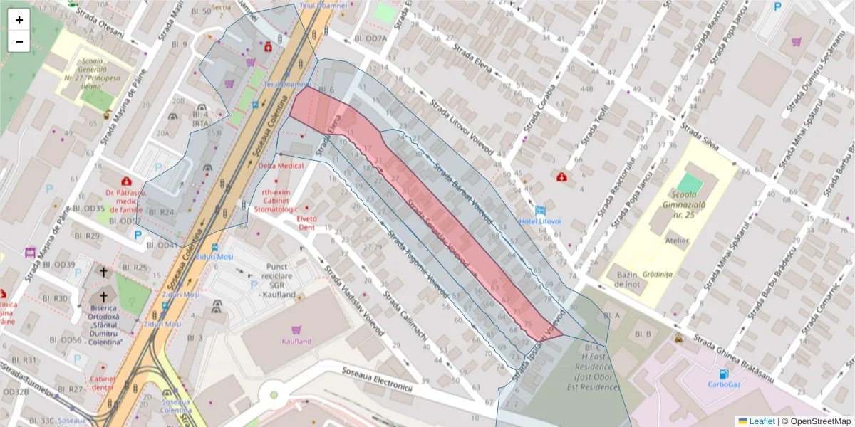 Hartă a codului poștal  și a codurilor poștale învecinate