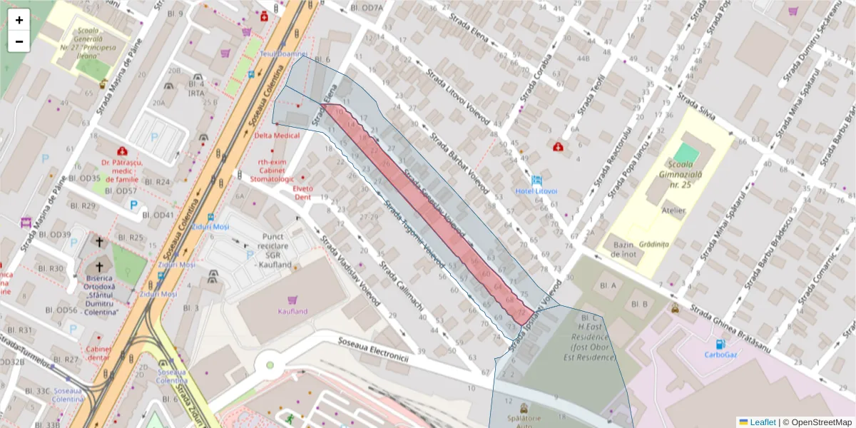 Hartă a codului poștal  și a codurilor poștale învecinate