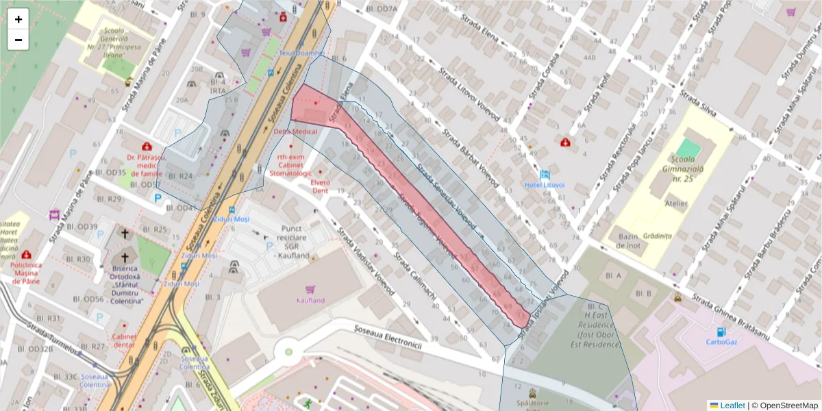 Hartă a codului poștal  și a codurilor poștale învecinate