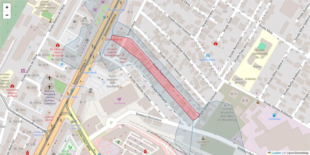 Hartă a codului poștal  și a codurilor poștale învecinate