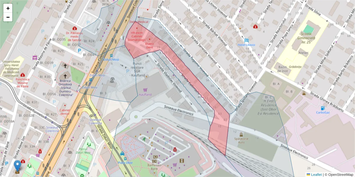 Hartă a codului poștal  și a codurilor poștale învecinate