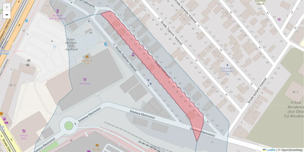 Hartă a codului poștal  și a codurilor poștale învecinate