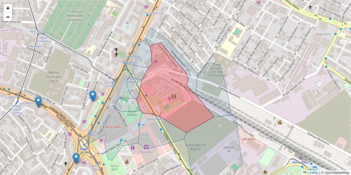 Hartă a codului poștal  și a codurilor poștale învecinate