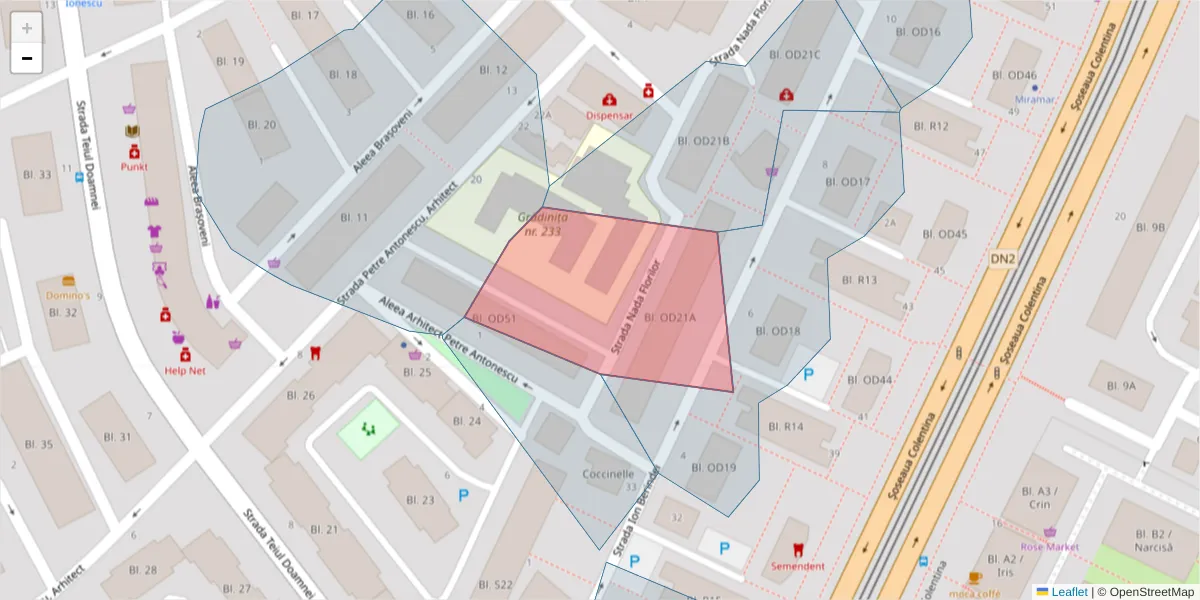 Hartă a codului poștal  și a codurilor poștale învecinate