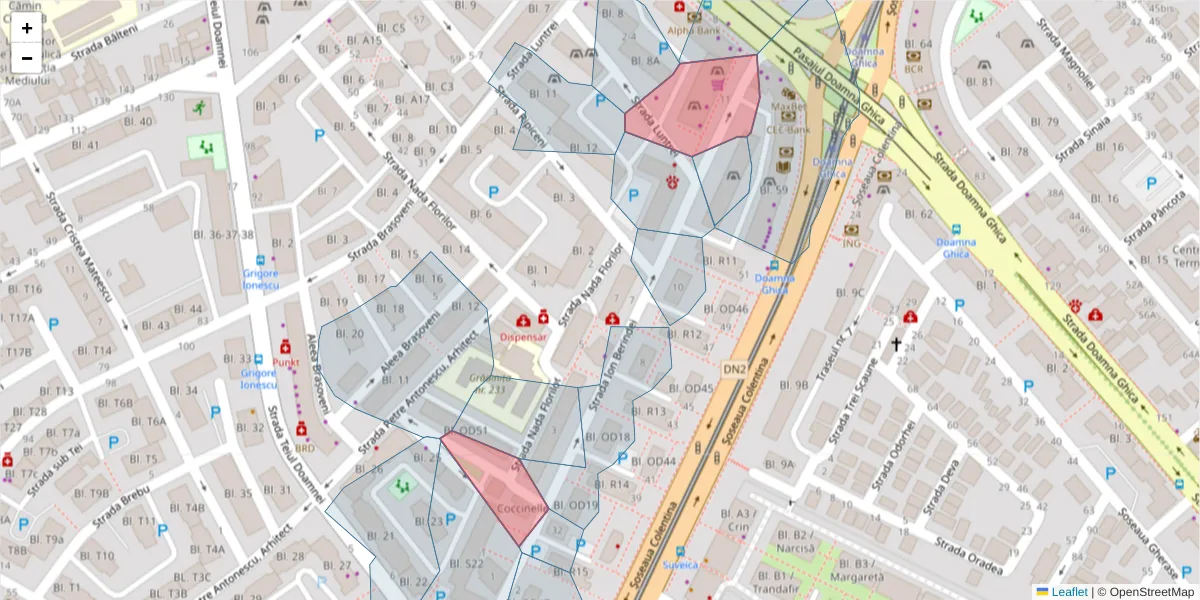 Hartă a codului poștal  și a codurilor poștale învecinate