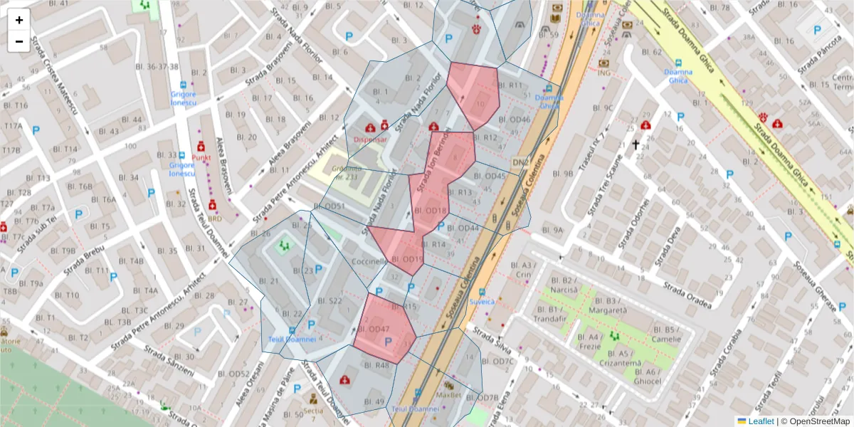 Hartă a codului poștal  și a codurilor poștale învecinate