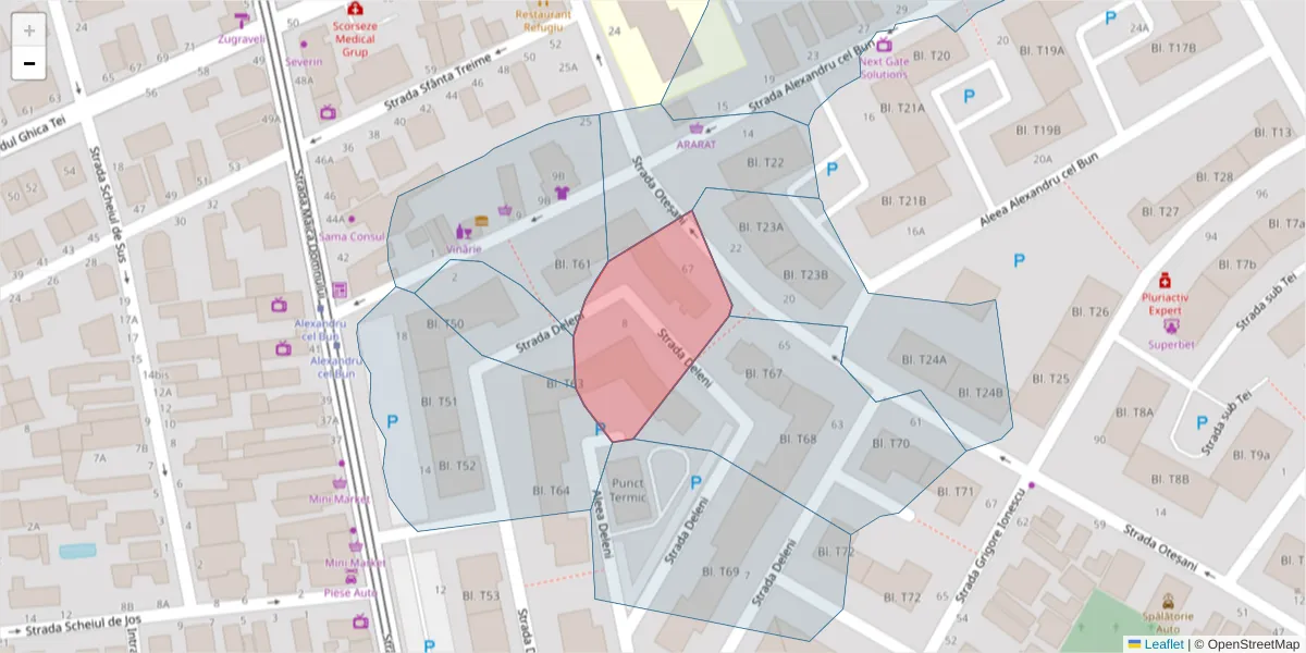 Hartă a codului poștal  și a codurilor poștale învecinate