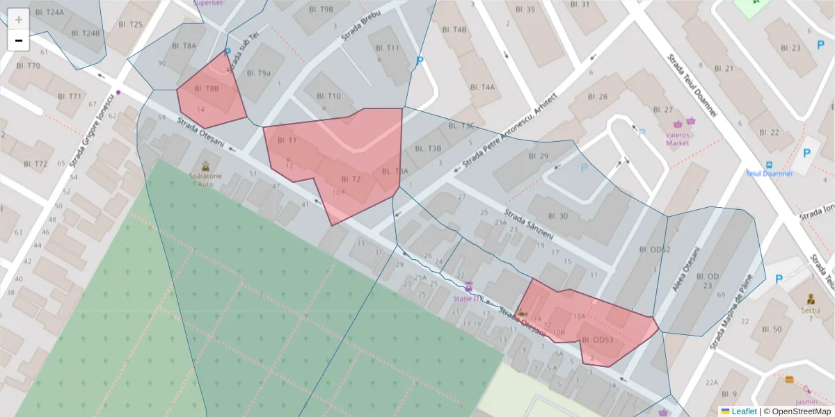 Hartă a codului poștal  și a codurilor poștale învecinate