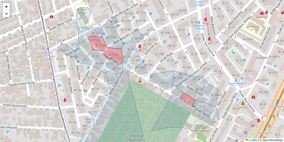 Hartă a codului poștal  și a codurilor poștale învecinate