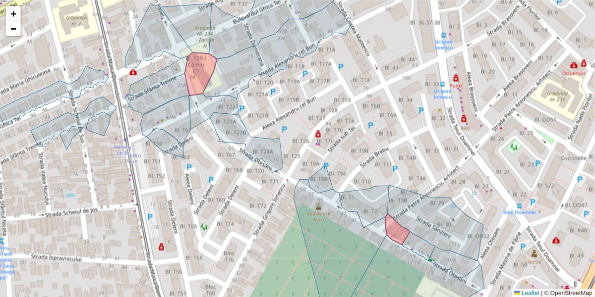 Hartă a codului poștal  și a codurilor poștale învecinate