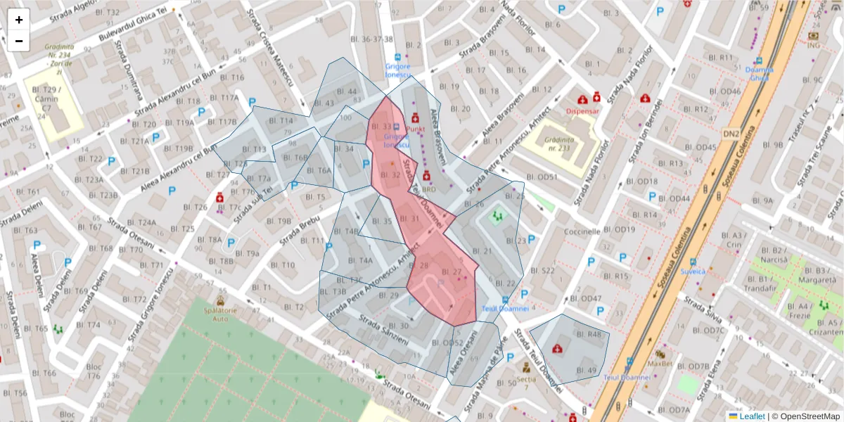 Hartă a codului poștal  și a codurilor poștale învecinate
