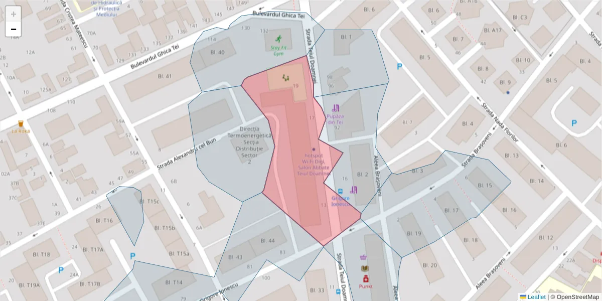 Hartă a codului poștal  și a codurilor poștale învecinate