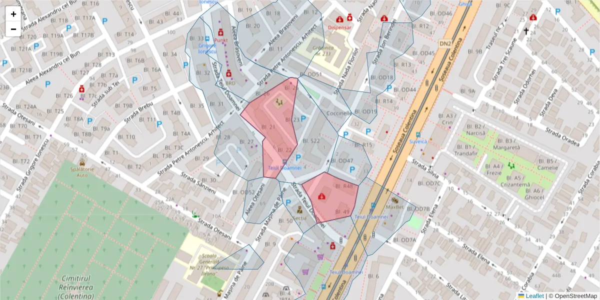 Hartă a codului poștal  și a codurilor poștale învecinate