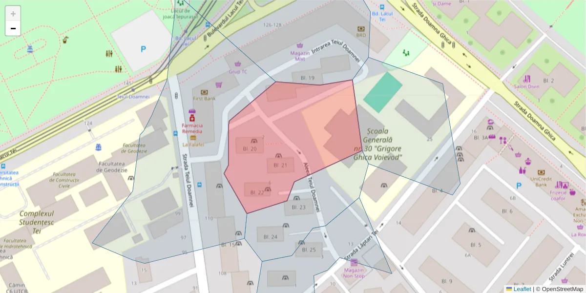 Hartă a codului poștal  și a codurilor poștale învecinate