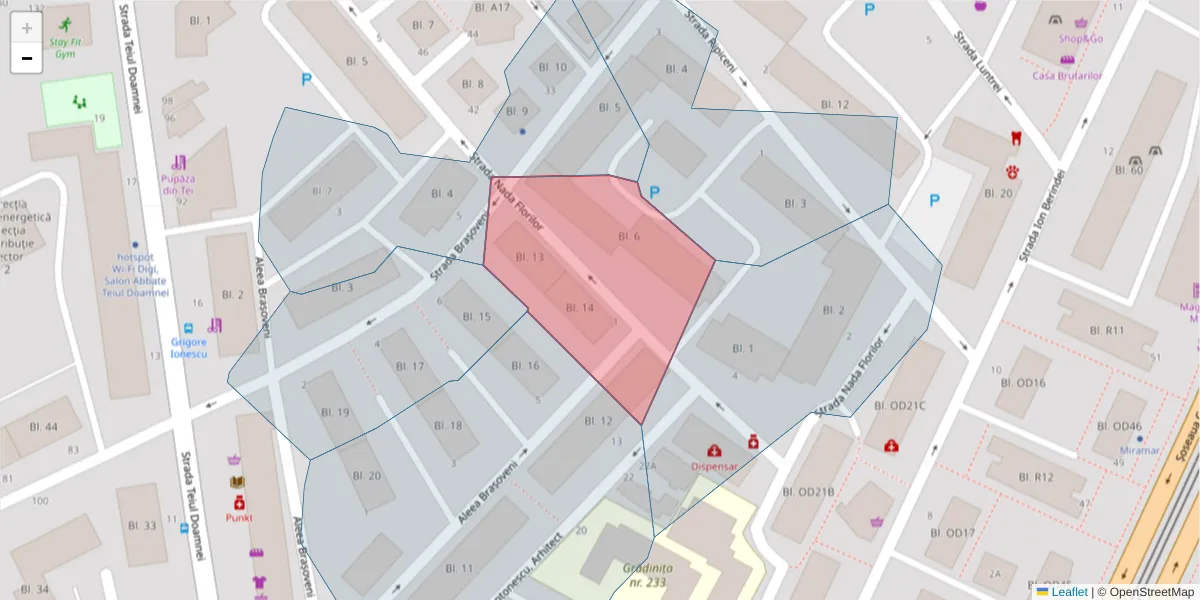 Hartă a codului poștal  și a codurilor poștale învecinate