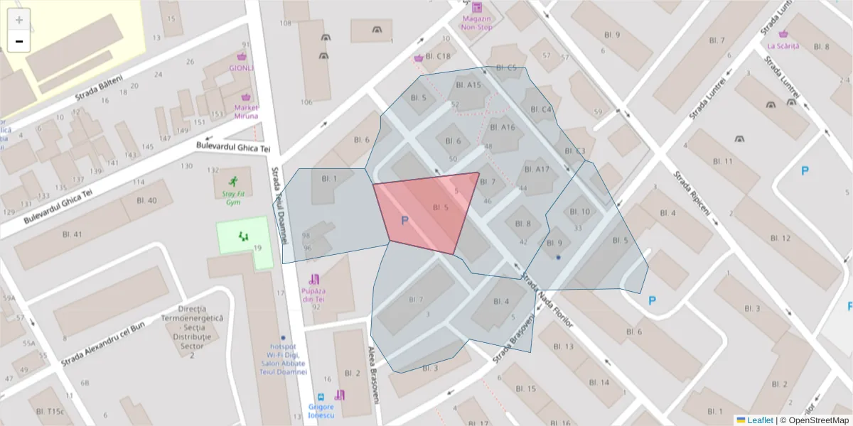 Hartă a codului poștal  și a codurilor poștale învecinate