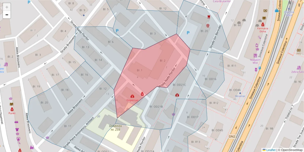 Hartă a codului poștal  și a codurilor poștale învecinate