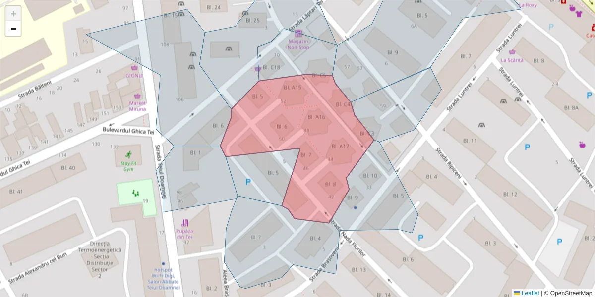 Hartă a codului poștal  și a codurilor poștale învecinate