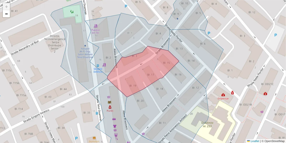 Hartă a codului poștal  și a codurilor poștale învecinate