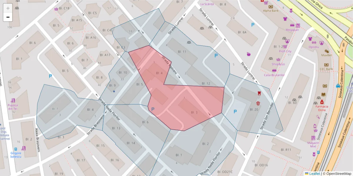 Hartă a codului poștal  și a codurilor poștale învecinate