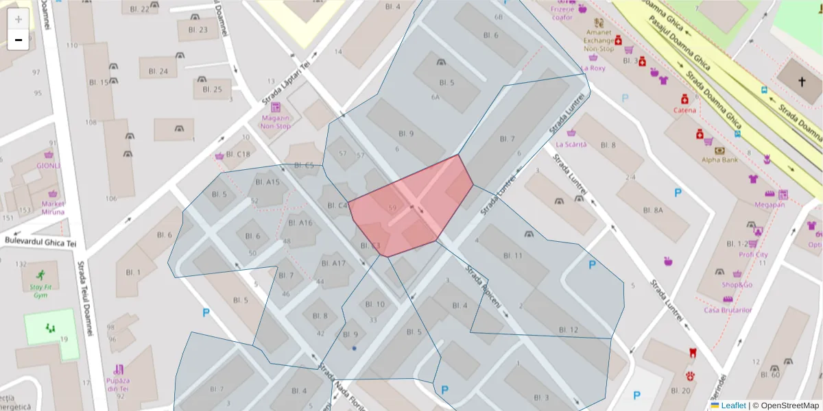 Hartă a codului poștal  și a codurilor poștale învecinate