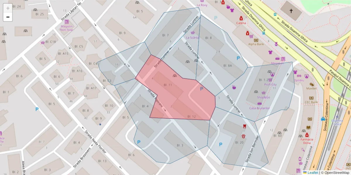 Hartă a codului poștal  și a codurilor poștale învecinate