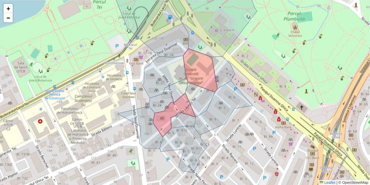 Hartă a codului poștal  și a codurilor poștale învecinate