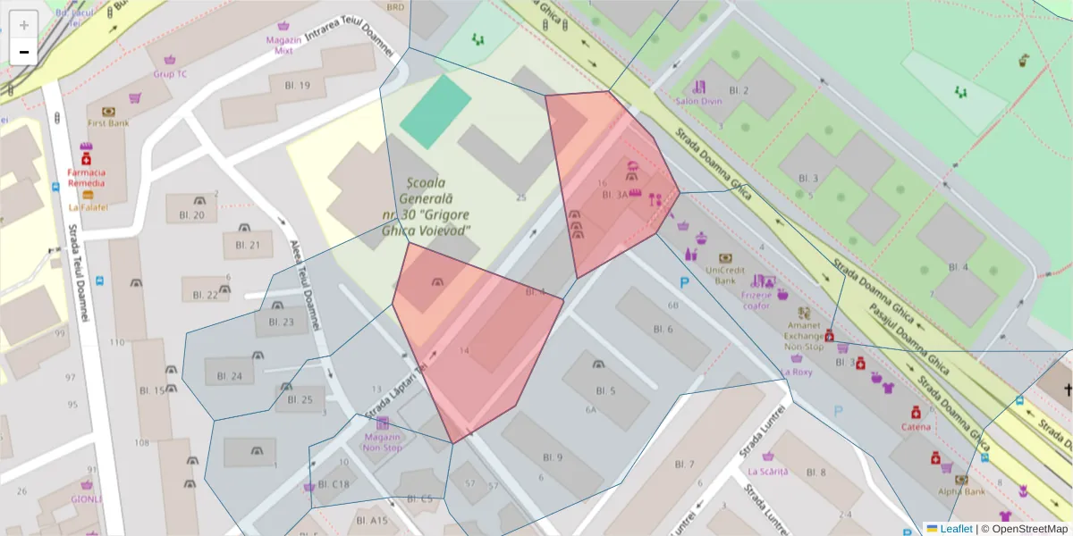 Hartă a codului poștal  și a codurilor poștale învecinate
