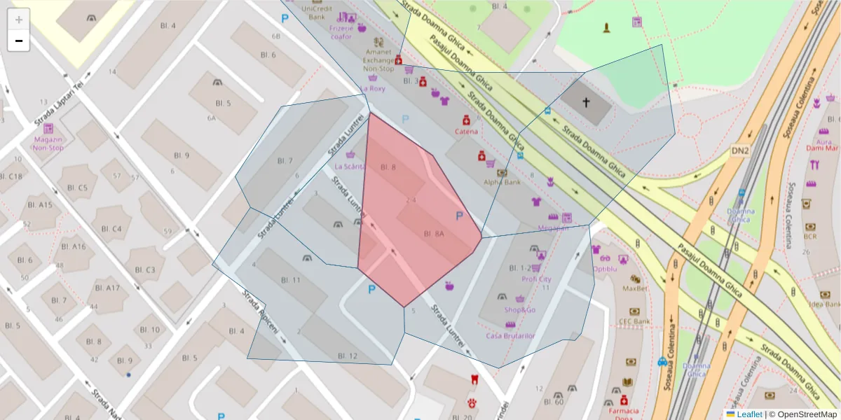 Hartă a codului poștal  și a codurilor poștale învecinate
