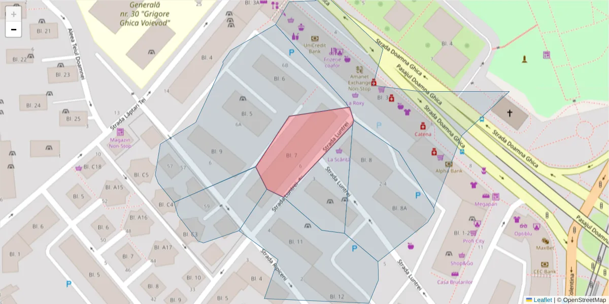 Hartă a codului poștal  și a codurilor poștale învecinate