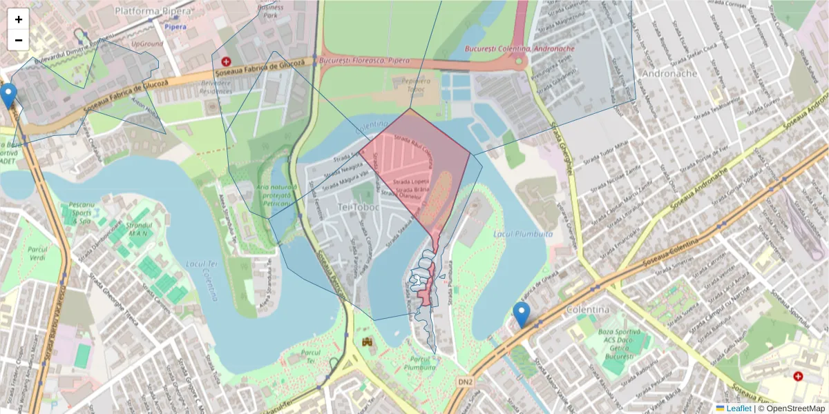 Hartă a codului poștal  și a codurilor poștale învecinate