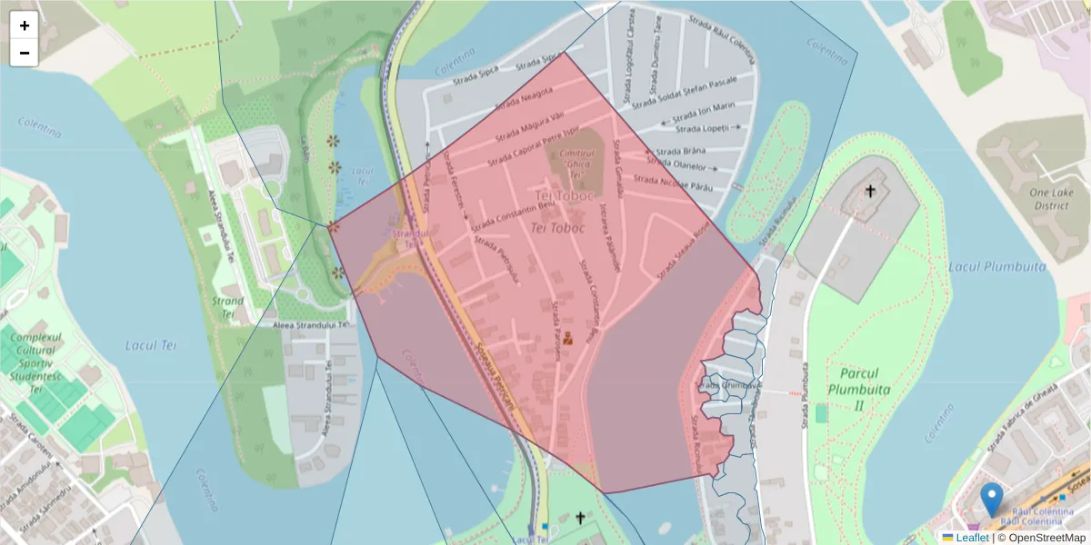 Hartă a codului poștal  și a codurilor poștale învecinate