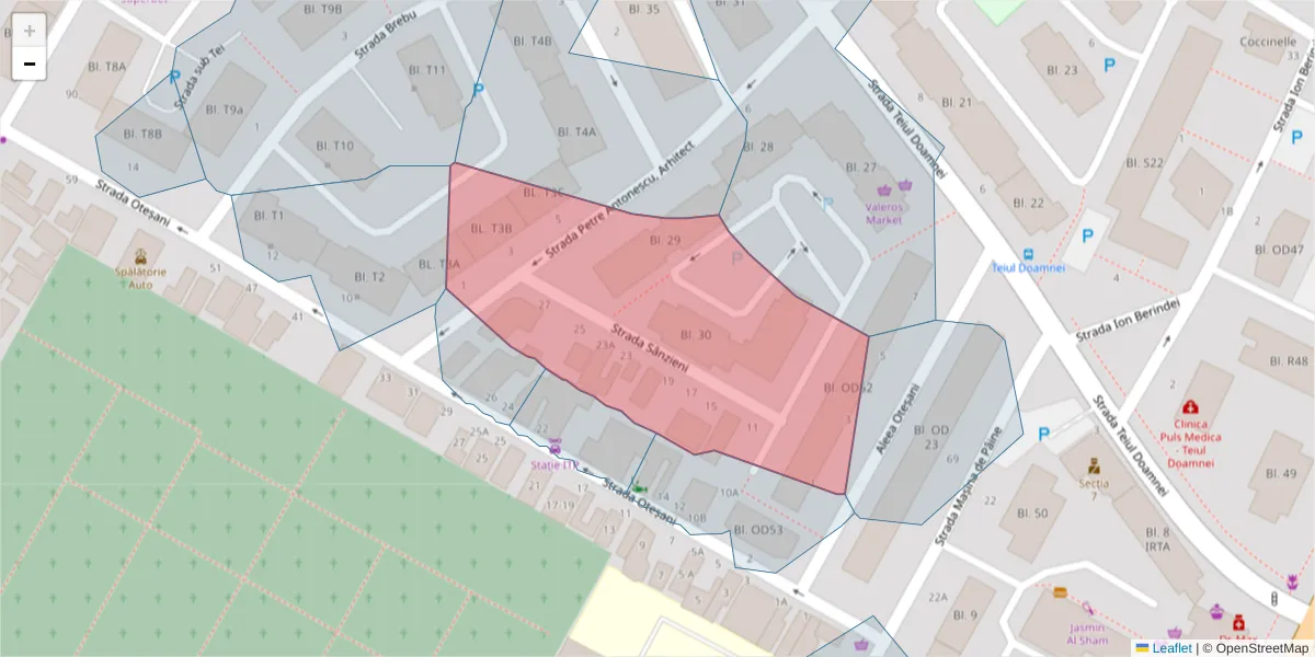Hartă a codului poștal  și a codurilor poștale învecinate