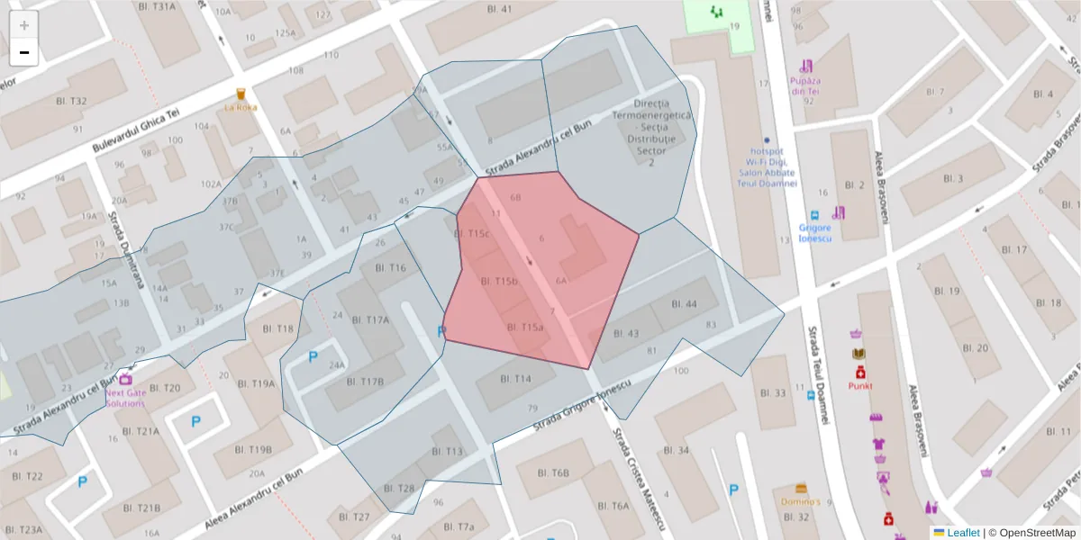 Hartă a codului poștal  și a codurilor poștale învecinate