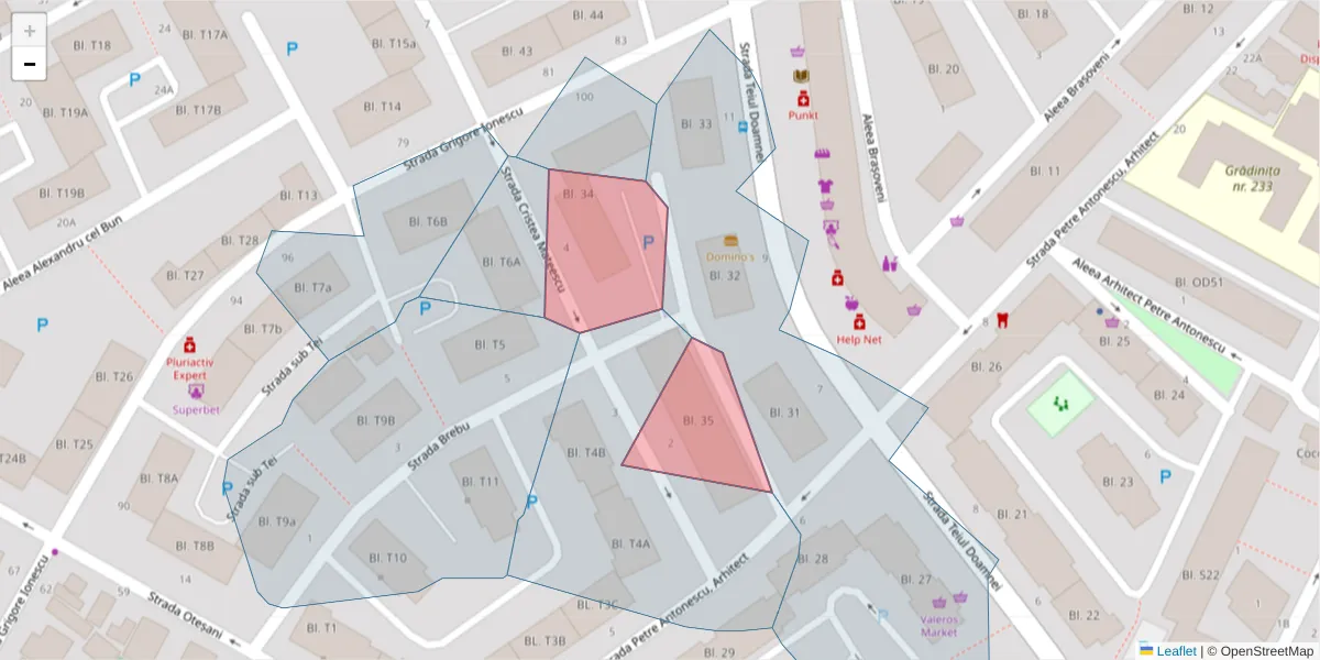 Hartă a codului poștal  și a codurilor poștale învecinate