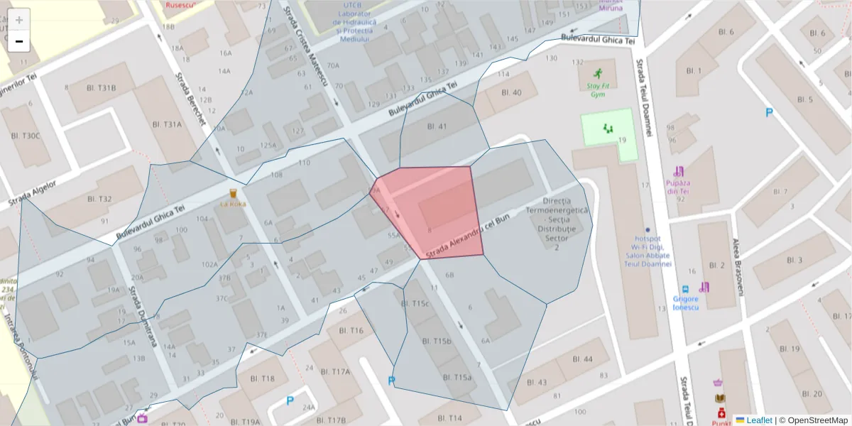 Hartă a codului poștal  și a codurilor poștale învecinate