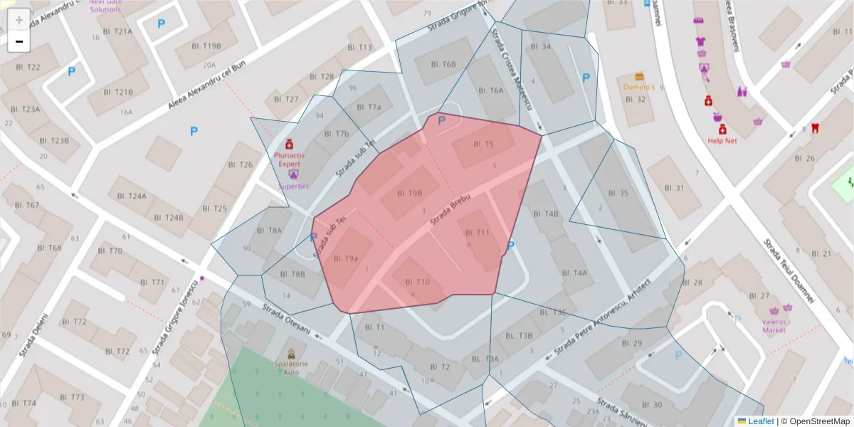 Hartă a codului poștal  și a codurilor poștale învecinate