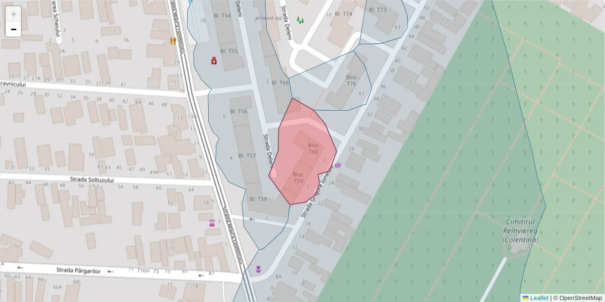 Hartă a codului poștal  și a codurilor poștale învecinate