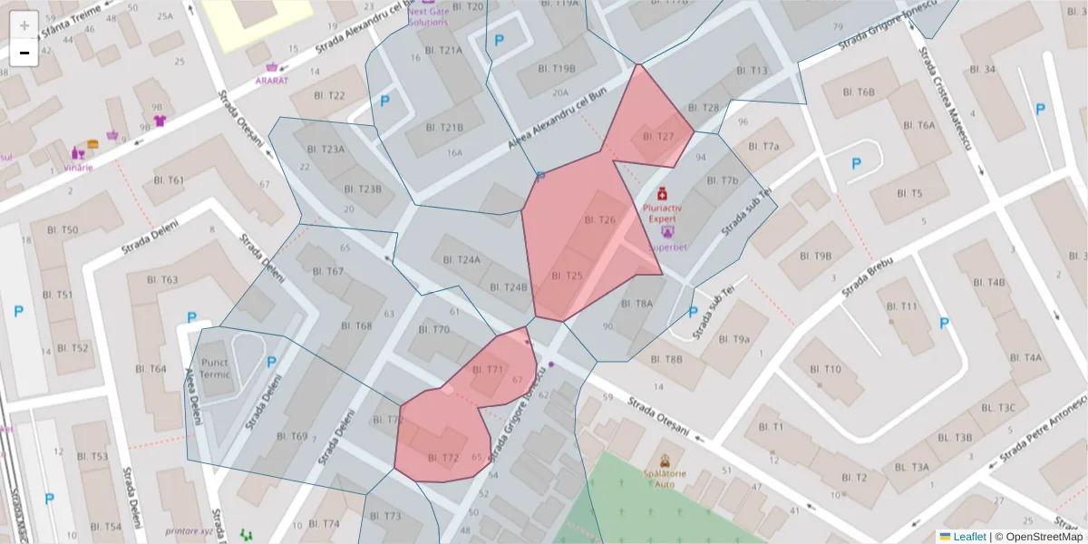 Hartă a codului poștal  și a codurilor poștale învecinate